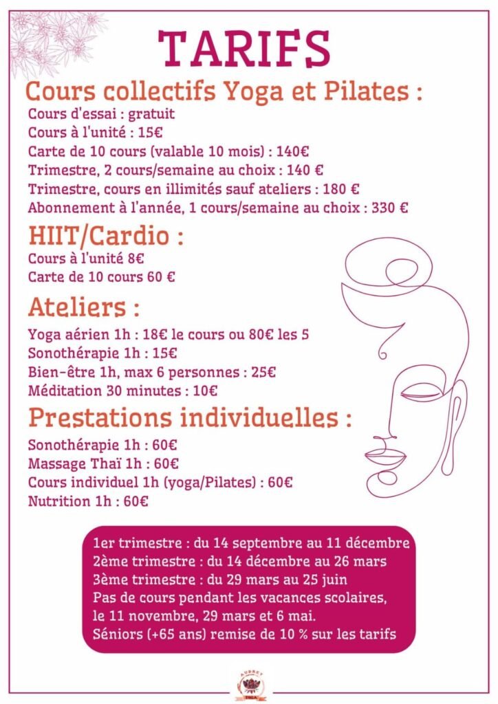 Tarifs d'Audrey Yoga, professeure de Yoga à Satillieu